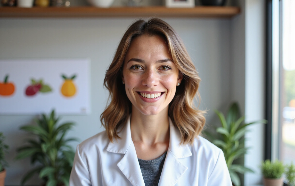 Nutrizionista sorridente in un ambiente accogliente