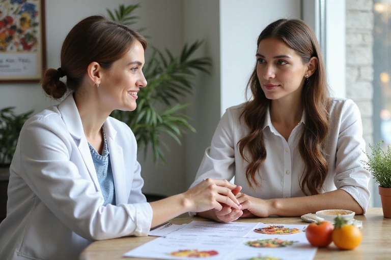 Donna che parla con una nutrizionista durante una consulenza individuale